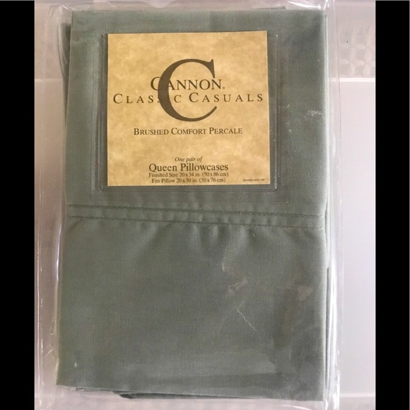 Cannon Classic Casuals Sage Queen Pillowcases 1 pair NEW in Package - Picture 1 of 2